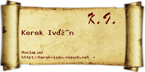 Kerek Iván névjegykártya